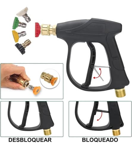 Pistola Para Hidrolavadora Yataia Con 5 Boquillas Y Conector Rápido M22 Negro
