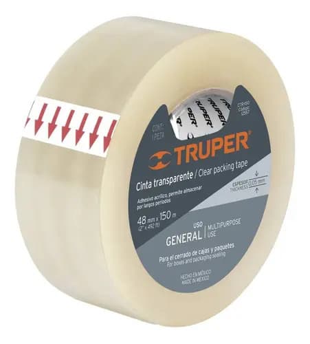 Cinta Transparente Tape Empaque 48mm X 150 M Truper 12557