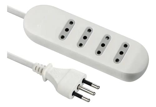 Alargue Electraline 4 Tomas 3 En Línea Cable 2.5 Metros 10a Modelo 99030 Blanco