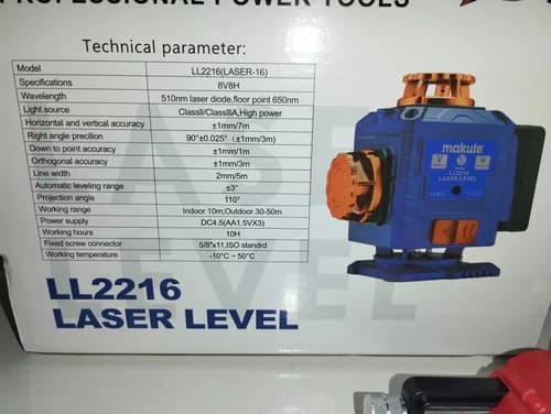 Nivel Laser 16 Líneas Autonivelante, 2 Bat, Accesorios. Hnt