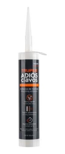 Adhesivos De Montaje Adios Clavos, 420g, 12 Piezas, Truper Color Blanco