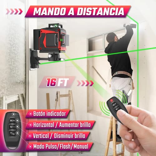 Nivel Láser Verde 12 Líneas Con Mando A Distancia
