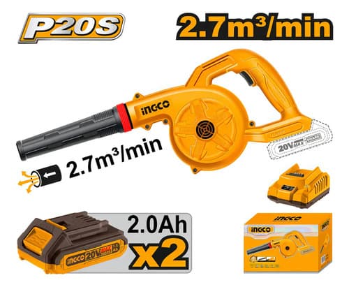 Sopladora 2.7 M3 X Min C 2 Bat Y Cargador Ingco Cabli200282 Color Amarillo Naranja Oscuro