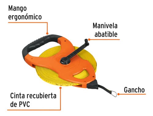 Cinta Metrica Truper 100 Metros Fibra De Vidrio Tfc-100me