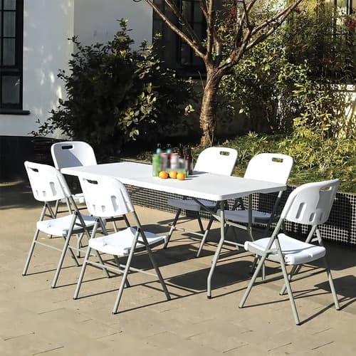 Mesa Plegable Valija 180 Exterior Interior Blanco