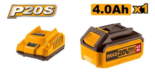 Linterna De Trabajo Ingco 20v Led 8w 450 Lumenes + Bat 4 Ah Blanco Naranja Claro