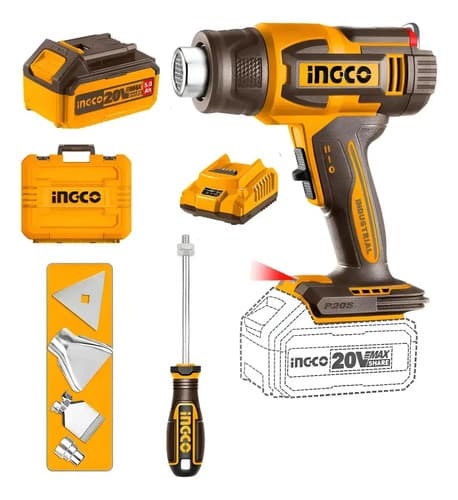Pistola De Calor A Batería 5.0ah 20v P20s C/bateria + Cargad Naranja Claro