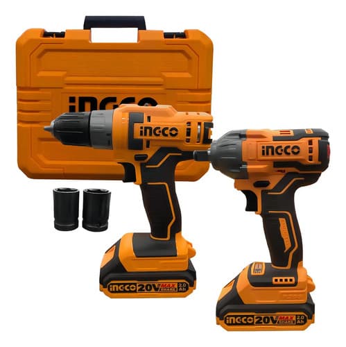 Kit Llave De Impacto + Taladro Inalámbrico Ingco +2 Baterías Cosli230702 Amarillo 50 Hz/60 Hz