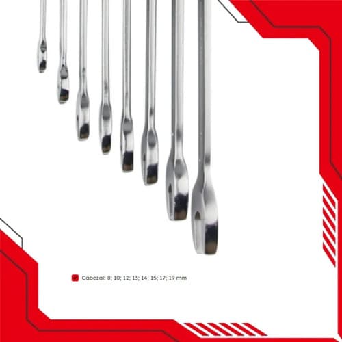 Juego De Llaves Combinadas 8 Piezas 8 A 19mm Taller Yato Pla Plateado