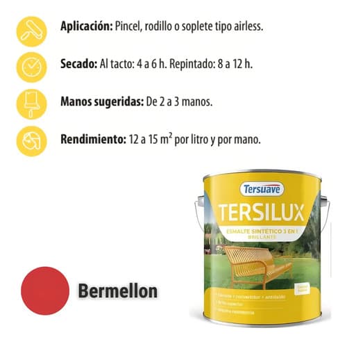 Multipropósito Convertidor Brillante Esmalte Tersuave 1l Color Bermellón