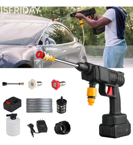 Hidrolavadora Inalámbrica Portátil Seisa De 30 Bar Y 300 W Negro