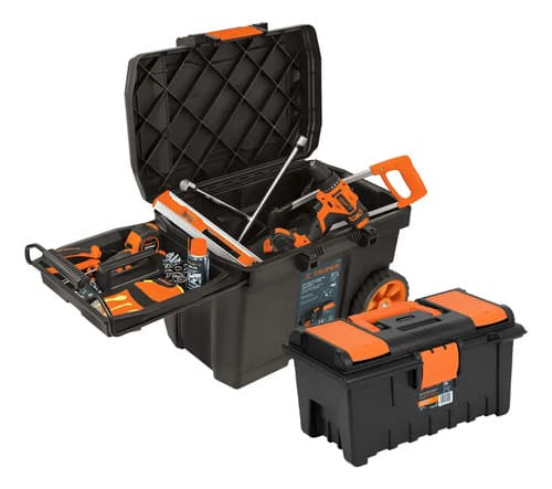 Caja Para Herramientas C/ Ruedas 23' + Caja De 16', Truper Negro Y Naranja Negro/naranja