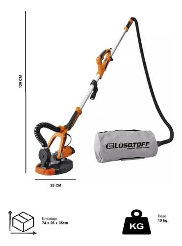 Lijadora Aspiradora Yeso Pared Techo Con Bolsa Lusqtoff Color Naranja Frecuencia 50 Hz