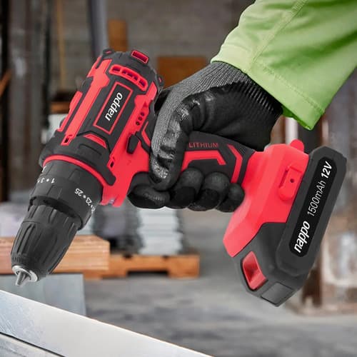 Taladro De Impacto Inalámbrico Nappo, Maletín Accesorios Rojo