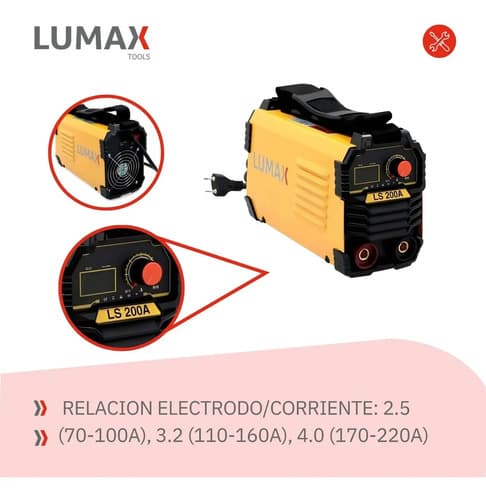 Soldadora Inverter Lumax 200amp Display Digital + Color Amarillo