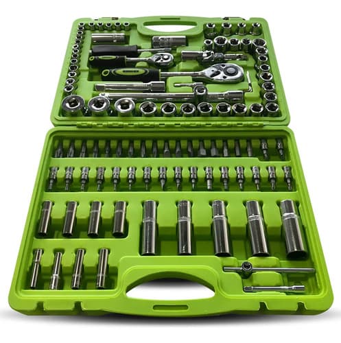 Kit Set Herramientas Tubos/puntas Kroner 108 Pza + Gorro Color Verde Lima