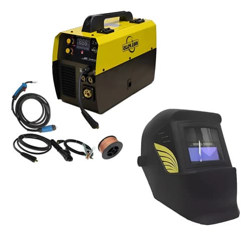 Soldadora Inverter Mig/mma/tig 200a + Careta Fotosensible Amarillo Y Negro