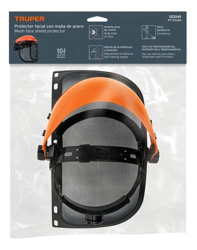Careta Protector Facial De Malla, Truper Pf-500m Color Negro/naranja
