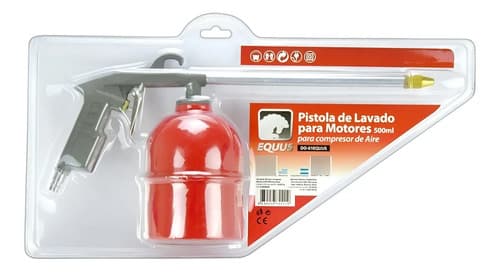 Pistola De Lavado Para Motores 500ml Equus Para Compresor Rojo