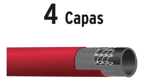 Manguera 1 P Tejido Reforzado De 4 Capas Antitorceduras 50 M Color Rojo