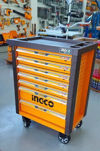 Gabinete Carro De Taller Con 328 Herramientas Ingco Naranja Claro