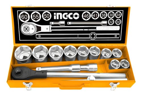 Juego Dados 15pcs 3/4 Ingco Hkts034151 Cromado