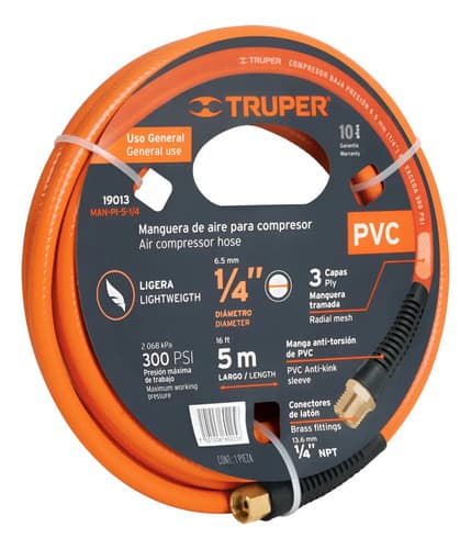 Rollo De 5 M De Manguera 1/4'' De Pvc Para Compresora Truper