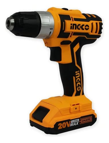 Taladro Inalámbrico Ingco 20v Con 2 Baterías Y Velocidad Variable Amarillo