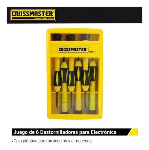 Juego De 6 Destornilladores Crossmaster Para Electrónica Con Puntas Planas Y Phillips