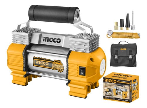 Compresor Auto 12 Volt 18amp Ingco Aac2508 120psi Gris/naranja