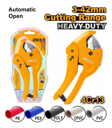 Pinza Corta Tubo 3-42mm Reforzada Ingco Hpc0442 Naranja Claro