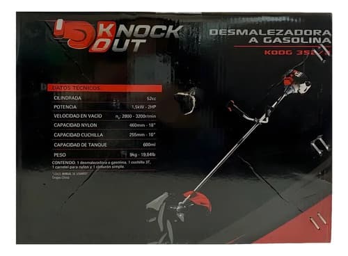 Desmalezadora Knock Out Gasolina 52cc 2hp Tanza Reforzada