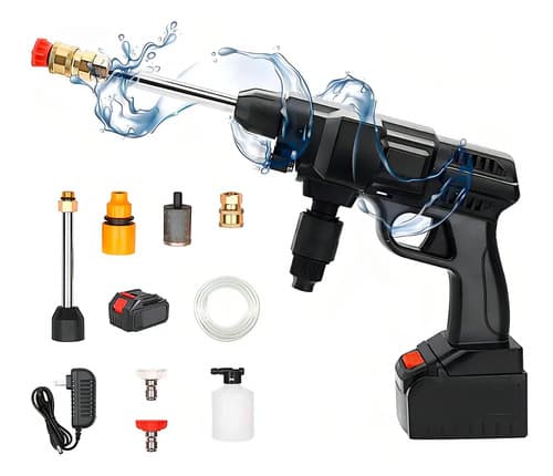 Hidrolavadora Inalámbrica Portátil Seisa De 30 Bar Y 300 W Negro