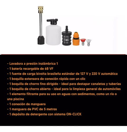 Hidrolavadora Portatil De Alta Presion A Bateria Dimm Color Negro