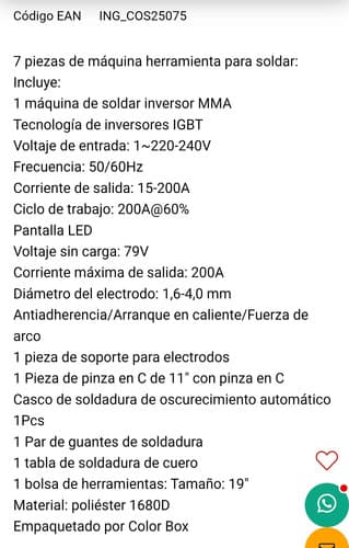 Soldadora Ingco 200a Combo Soldador 7 Piezas Con Accesorios Naranja Claro