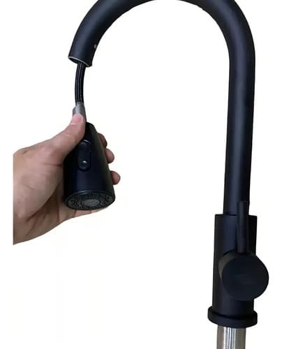 Canilla Monocomando Extensible Negra Mate Wico Para Mesada Cocina Negro