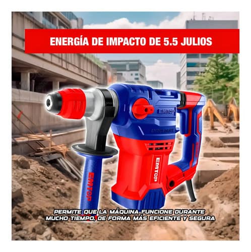 Rotomartillo Sds Plus Emtop Erhrp1502 Industrial 1500w 5.5j Color Rojo