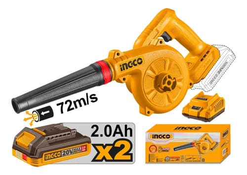 Sopladora Ingco A Batería 20v Kit Completo 2 Bat + Cargador Naranja Claro
