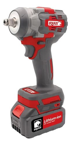 Llave De Impacto Inalámbrica Brushless Equus 21v, 2 Bat 4.0a Rojo 50/60