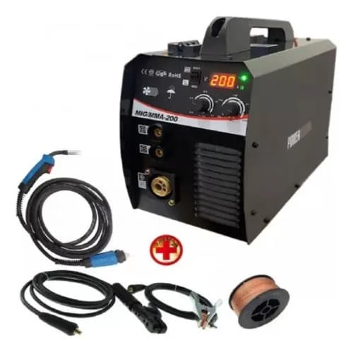 Soldadora Mig/mma 200 Amper Suelda S/ Gas O C/ Gas + Alambre Negro