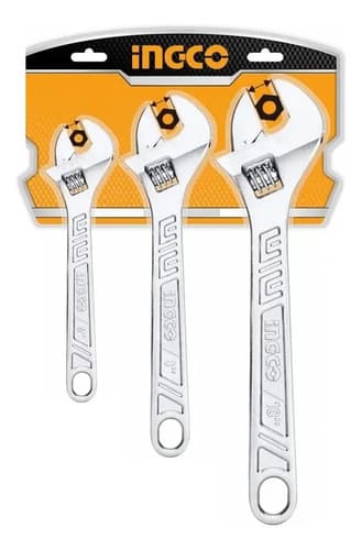 Set X 3 Llaves Francesas Super Select Ingco Hadwk031 Plateado