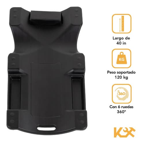 Camilla Deslizante Para Mecánico Kingsman De 40  Con 6 Ruedas Giratorias De Plástico Negro