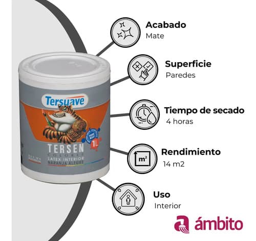 Latex Interior Tersen Mate 1 Litro Tersuave Color Verde