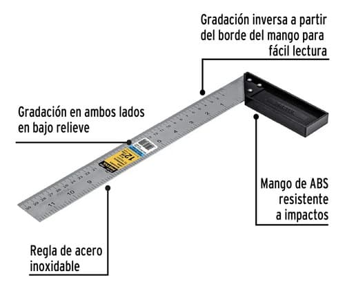 Escuadra Para Carpintero 12, Pretul 26089