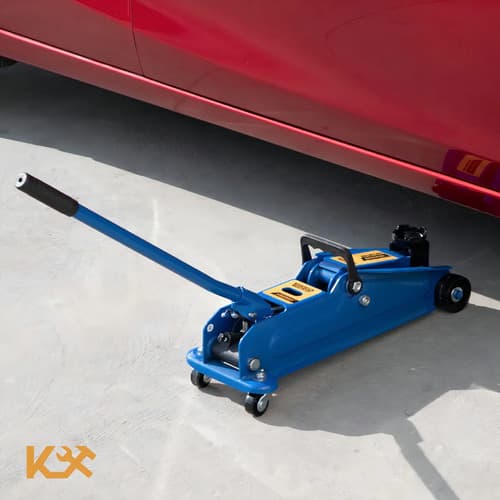 Gato Hidraulico De Patin 3 Toneladas Portatil Con Maneral 4 Ruedas Color Azul Para Carro Y Suv Kingsman