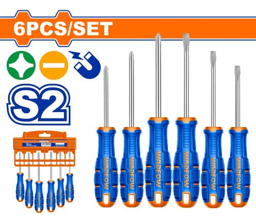 Set X 6 Destornilladores S2 Imantado Wadfow Wssa406