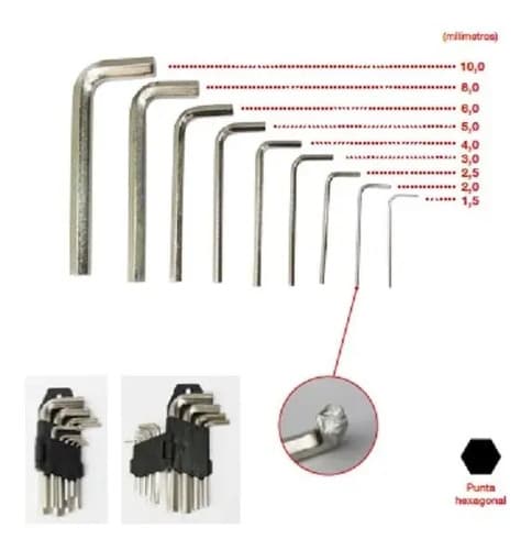 Juego De Llaves Allen 9 Pcs En Soporte Plástico Garageimpo