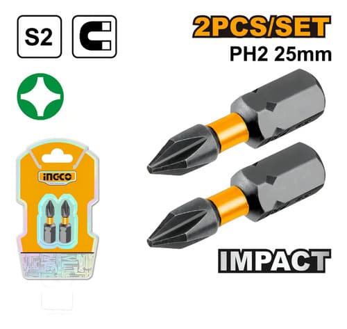 Set X 2 Puntas Impacto Ph2 X 25mm Ingco Sdbim71ph225