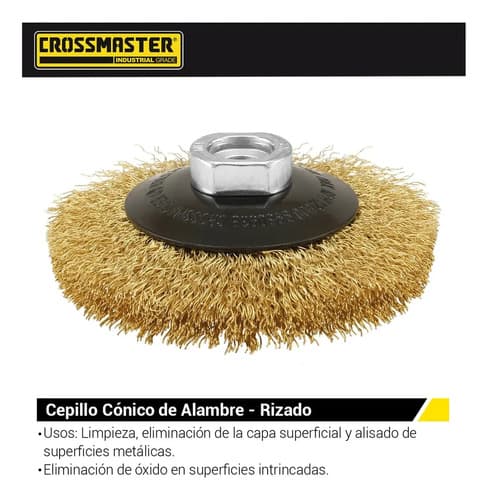 Cepillo Cónico De Alambre Rizado Crossmaster Ø 100 Mm Para Madera Y Metal