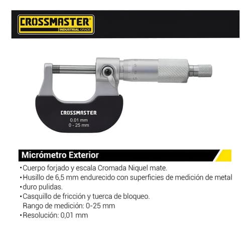 Micrometro De Exterior De 0-25 Mm Profesional Crossmaster